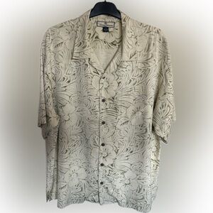 Tommy Bahama Cream Floral Button Down Shirt - 100% Silk